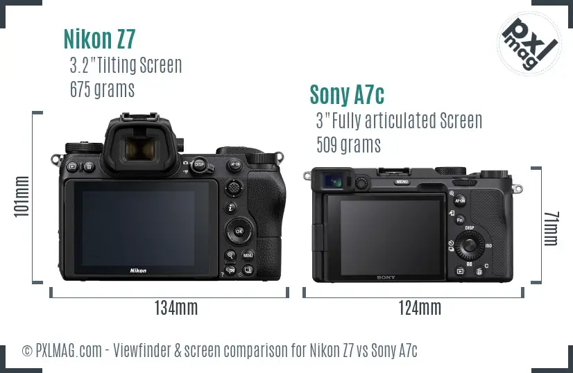 Nikon Z7 vs Sony A7c Screen and Viewfinder comparison