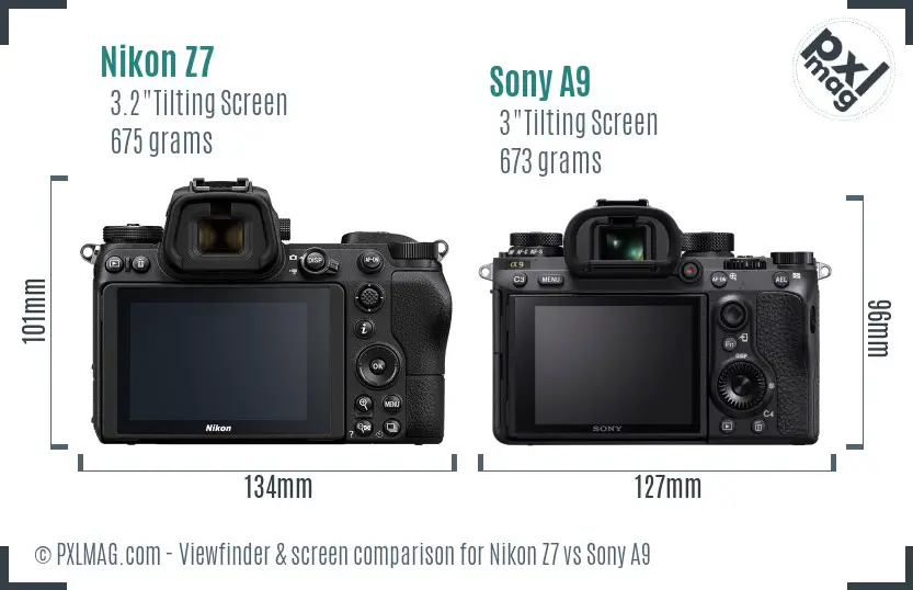 Nikon Z7 vs Sony A9 Screen and Viewfinder comparison