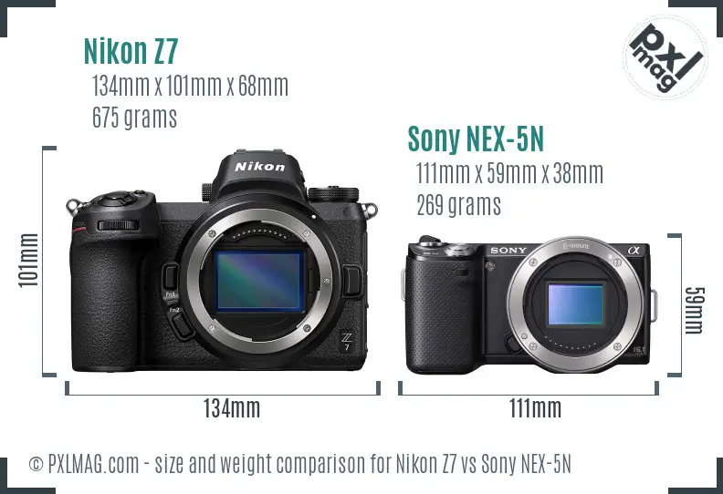 Nikon Z7 vs Sony NEX-5N size comparison Nikon Z7 vs Sony NEX-5N size comparison