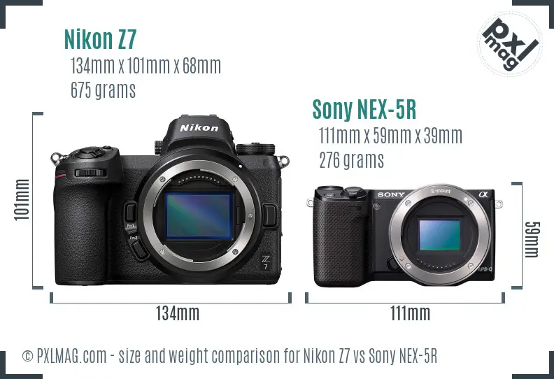 Nikon Z7 vs Sony NEX-5R size comparison Nikon Z7 vs Sony NEX-5R size comparison