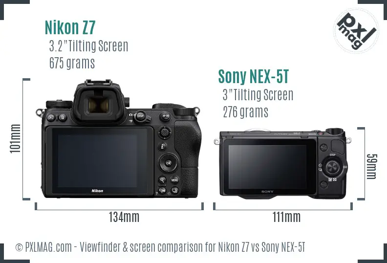 Nikon Z7 vs Sony NEX-5T Screen and Viewfinder comparison