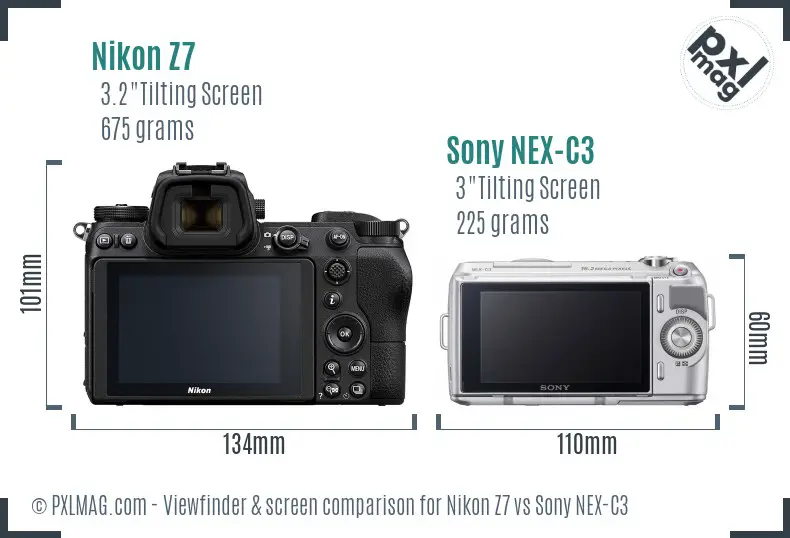 Nikon Z7 vs Sony NEX-C3 Screen and Viewfinder comparison