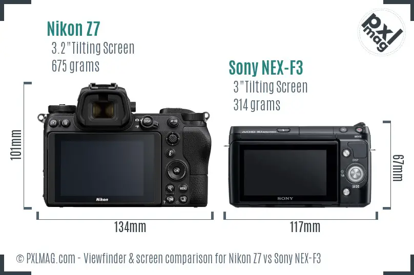 Nikon Z7 vs Sony NEX-F3 Screen and Viewfinder comparison