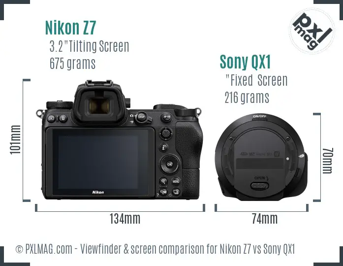 Nikon Z7 vs Sony QX1 Screen and Viewfinder comparison Nikon Z7 vs Sony QX1 Screen and Viewfinder comparison