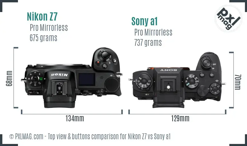 Nikon Z7 vs Sony a1 top view buttons comparison