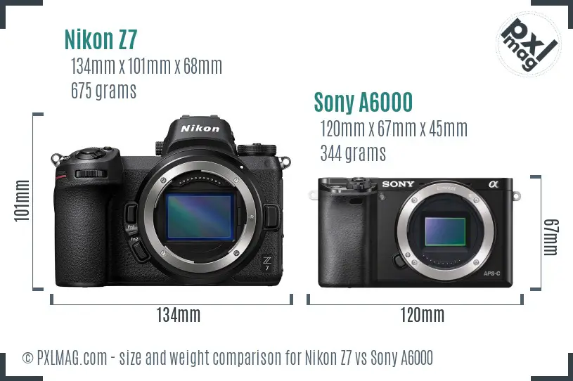 Nikon Z7 vs Sony A6000 size comparison
