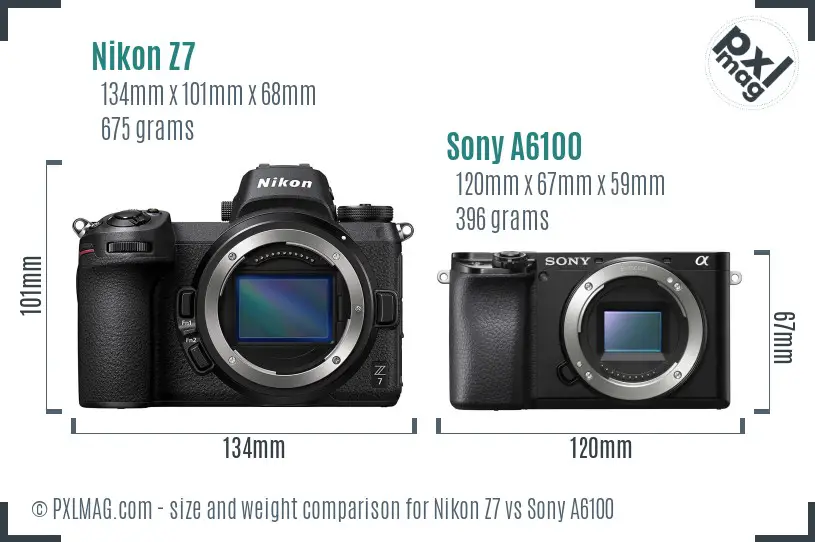 Nikon Z7 vs Sony A6100 size comparison Nikon Z7 vs Sony A6100 size comparison