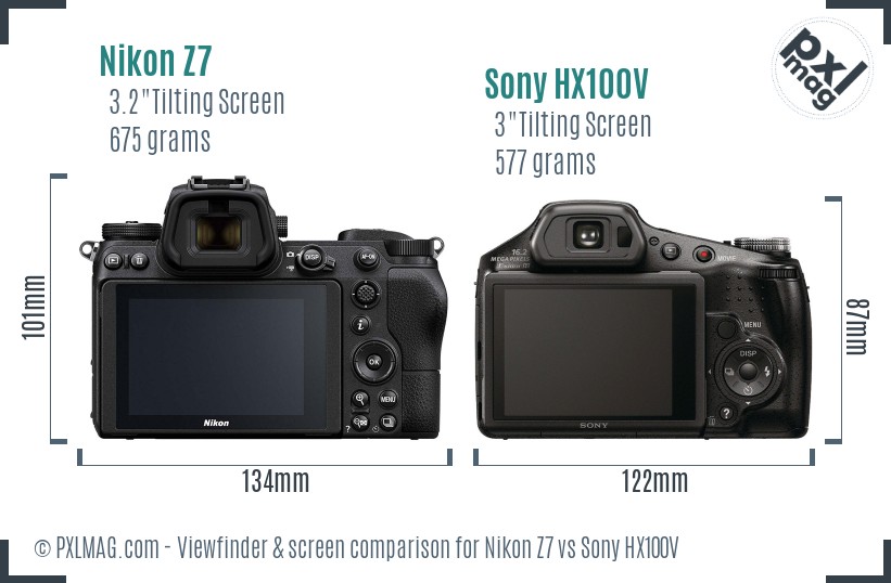 Nikon Z7 vs Sony HX100V Screen and Viewfinder comparison