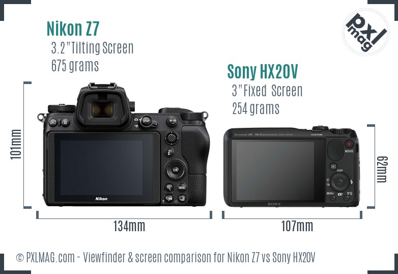 Nikon Z7 vs Sony HX20V Screen and Viewfinder comparison