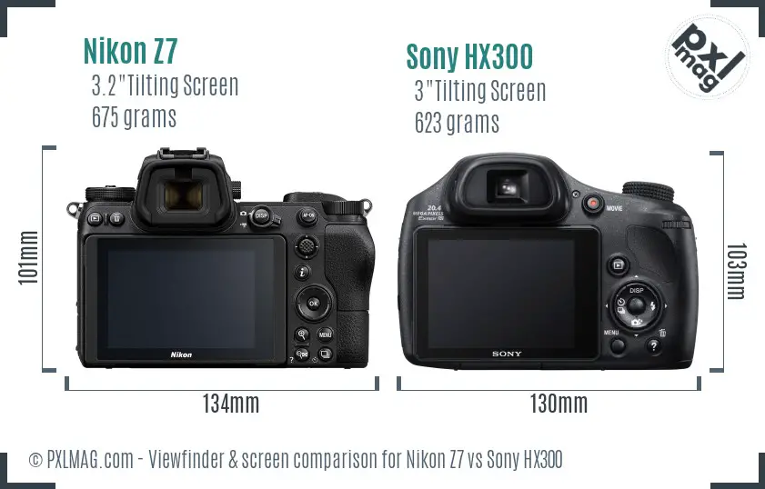 Nikon Z7 vs Sony HX300 Screen and Viewfinder comparison