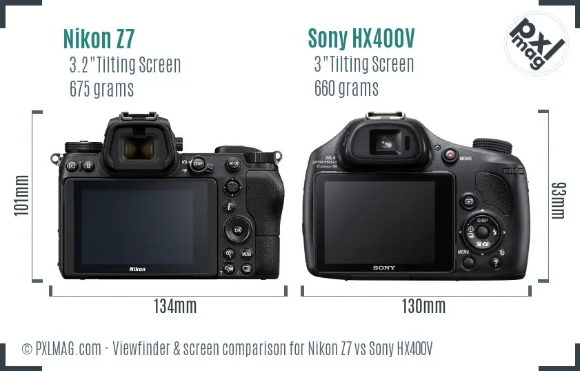 Nikon Z7 vs Sony HX400V Screen and Viewfinder comparison Nikon Z7 vs Sony HX400V Screen and Viewfinder comparison