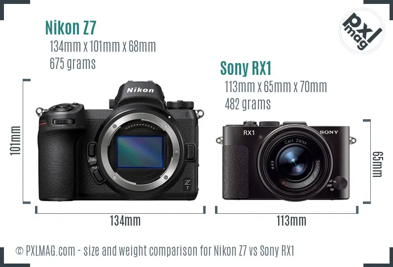 Nikon Z7 vs Sony RX1 size comparison