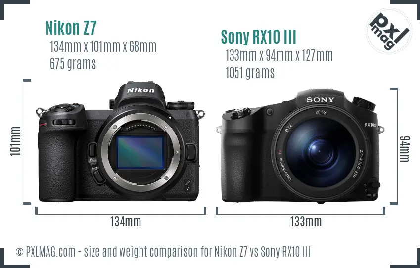 Nikon Z7 vs Sony RX10 III size comparison Nikon Z7 vs Sony RX10 III size comparison