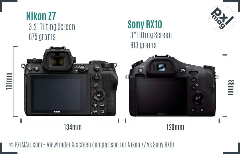 Nikon Z7 vs Sony RX10 Screen and Viewfinder comparison