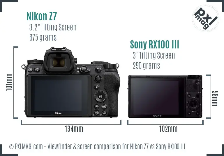 Nikon Z7 vs Sony RX100 III Screen and Viewfinder comparison