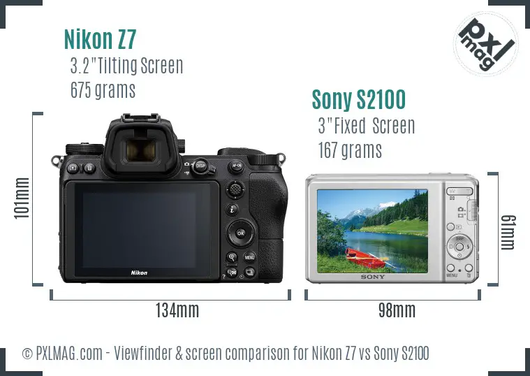 Nikon Z7 vs Sony S2100 Screen and Viewfinder comparison
