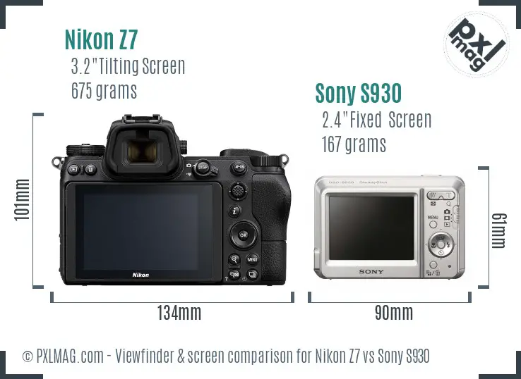 Nikon Z7 vs Sony S930 Screen and Viewfinder comparison