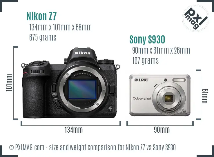 Nikon Z7 vs Sony S930 size comparison