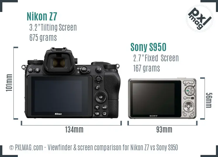 Nikon Z7 vs Sony S950 Screen and Viewfinder comparison