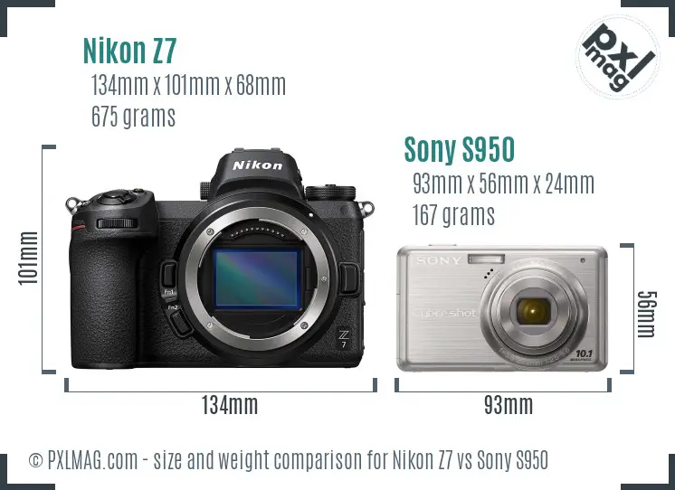 Nikon Z7 vs Sony S950 size comparison