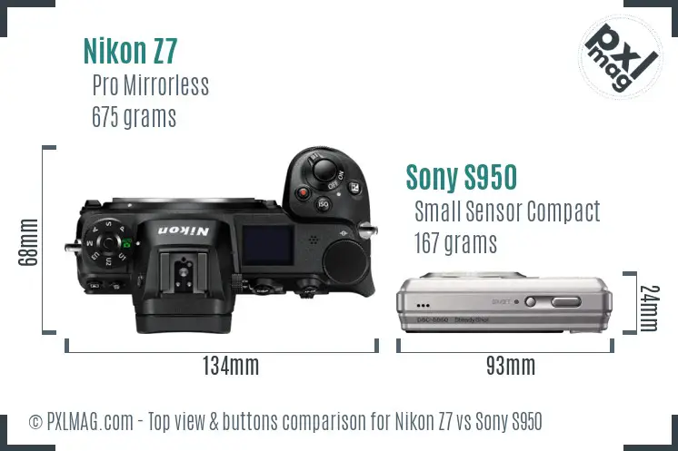 Nikon Z7 vs Sony S950 top view buttons comparison