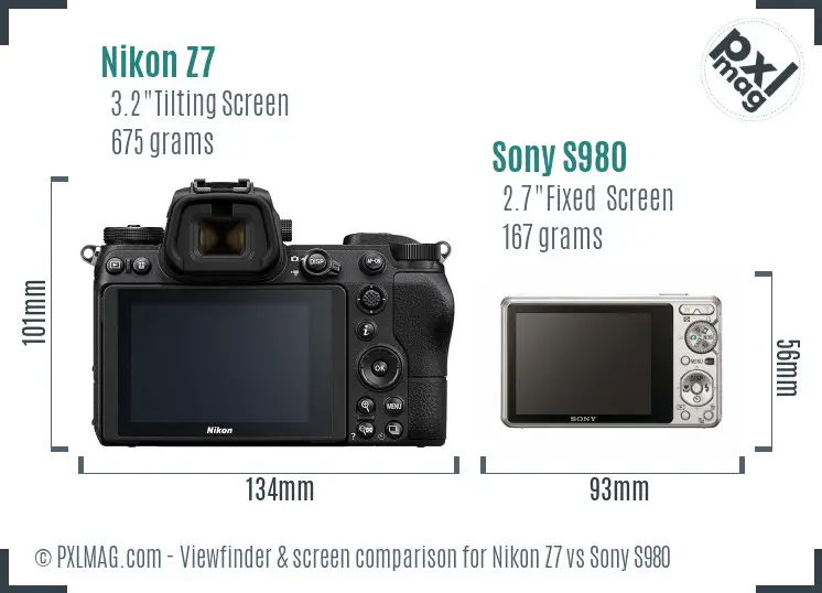 Nikon Z7 vs Sony S980 Screen and Viewfinder comparison