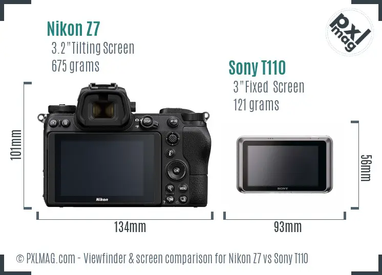 Nikon Z7 vs Sony T110 Screen and Viewfinder comparison
