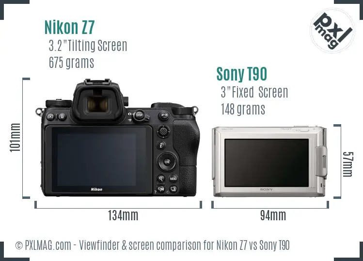 Nikon Z7 vs Sony T90 Screen and Viewfinder comparison