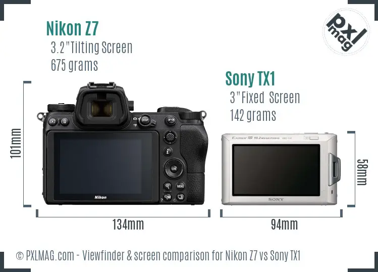 Nikon Z7 vs Sony TX1 Screen and Viewfinder comparison