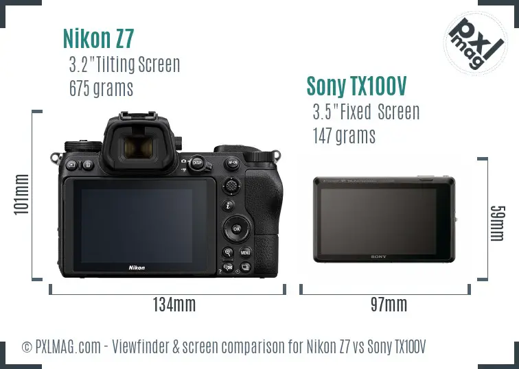 Nikon Z7 vs Sony TX100V Screen and Viewfinder comparison