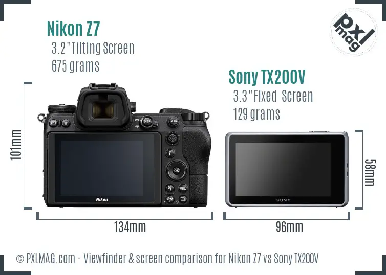 Nikon Z7 vs Sony TX200V Screen and Viewfinder comparison