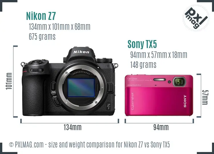 Nikon Z7 vs Sony TX5 size comparison