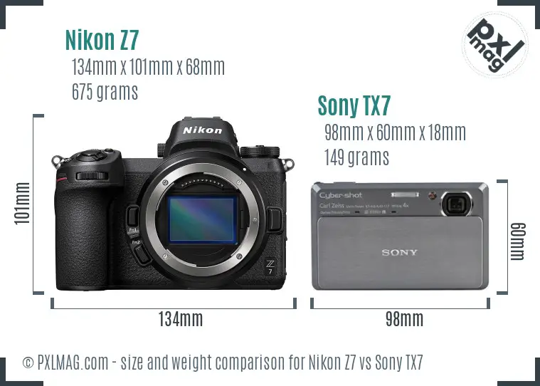 Nikon Z7 vs Sony TX7 size comparison