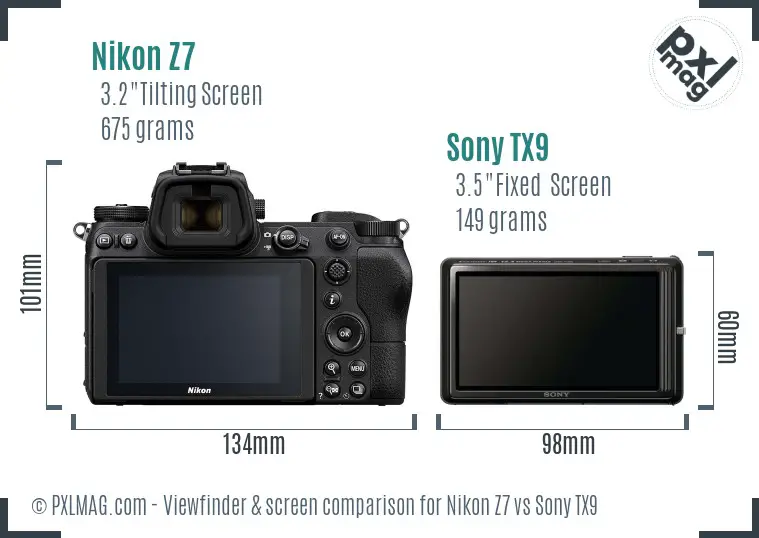 Nikon Z7 vs Sony TX9 Screen and Viewfinder comparison