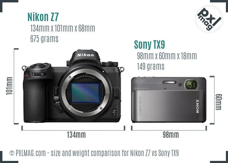 Nikon Z7 vs Sony TX9 size comparison