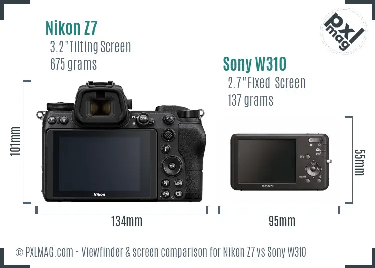 Nikon Z7 vs Sony W310 Screen and Viewfinder comparison