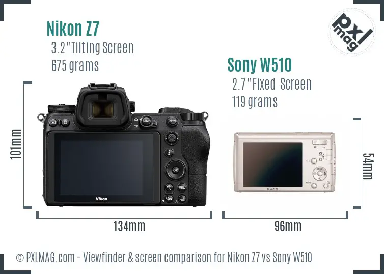 Nikon Z7 vs Sony W510 Screen and Viewfinder comparison