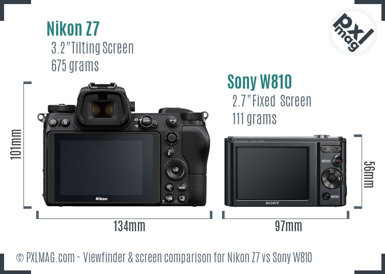 Nikon Z7 vs Sony W810 Screen and Viewfinder comparison