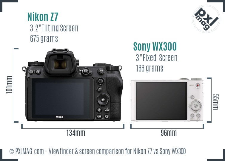 Nikon Z7 vs Sony WX300 Screen and Viewfinder comparison