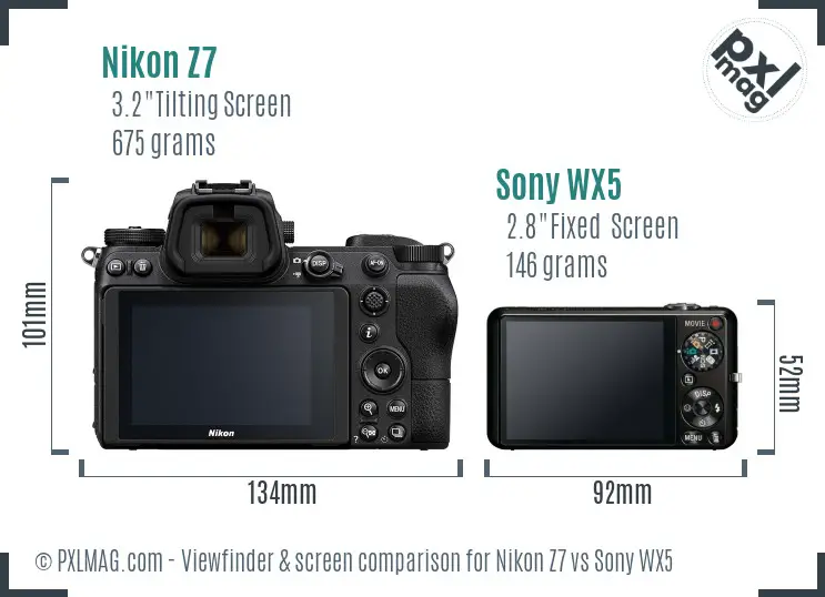 Nikon Z7 vs Sony WX5 Screen and Viewfinder comparison