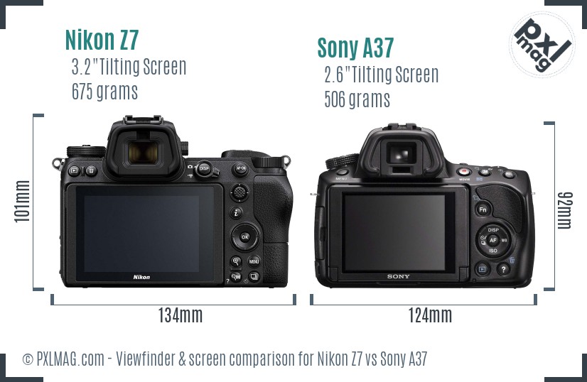 Nikon Z7 vs Sony A37 Screen and Viewfinder comparison
