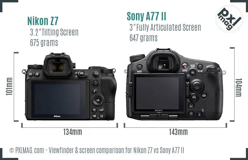 Nikon Z7 vs Sony A77 II Screen and Viewfinder comparison