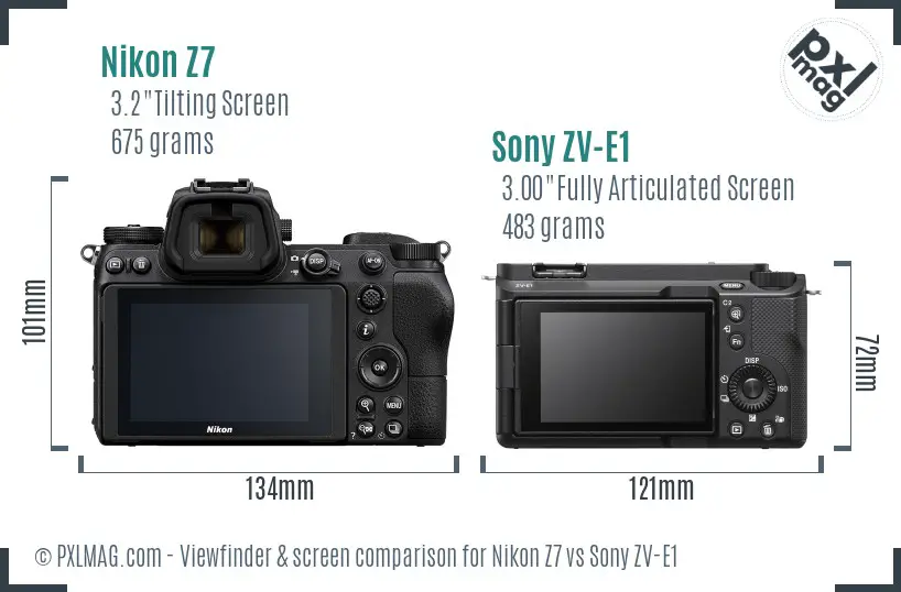 Nikon Z7 vs Sony ZV-E1 Screen and Viewfinder comparison