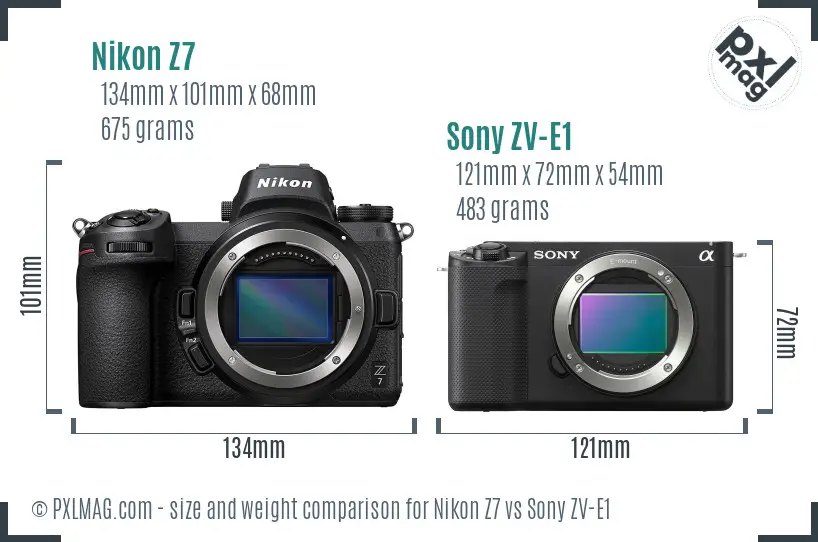 Nikon Z7 vs Sony ZV-E1 size comparison