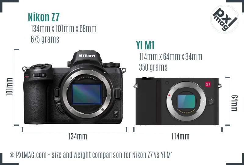 Nikon Z7 vs YI M1 size comparison
