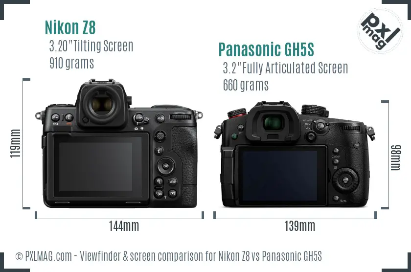 Nikon Z8 vs Panasonic GH5S Screen and Viewfinder comparison