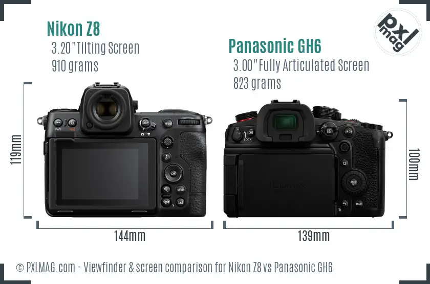 Nikon Z8 vs Panasonic GH6 Screen and Viewfinder comparison