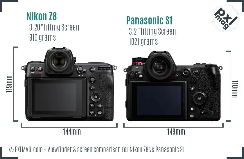 Nikon Z8 vs Panasonic S1 Screen and Viewfinder comparison