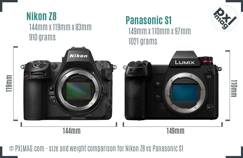 Nikon Z8 vs Panasonic S1 size comparison