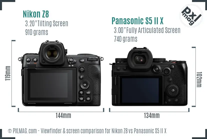 Nikon Z8 vs Panasonic S5 II X Screen and Viewfinder comparison